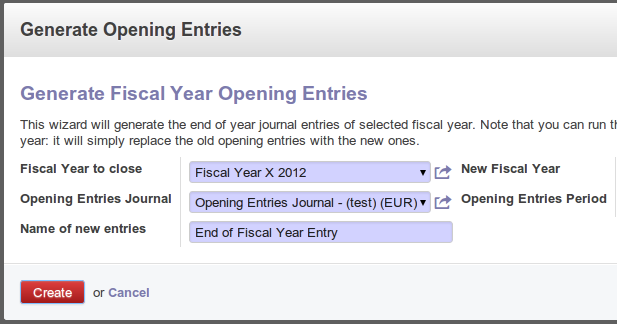 opening entries