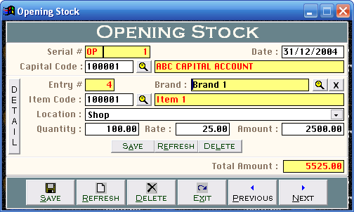 opening stock